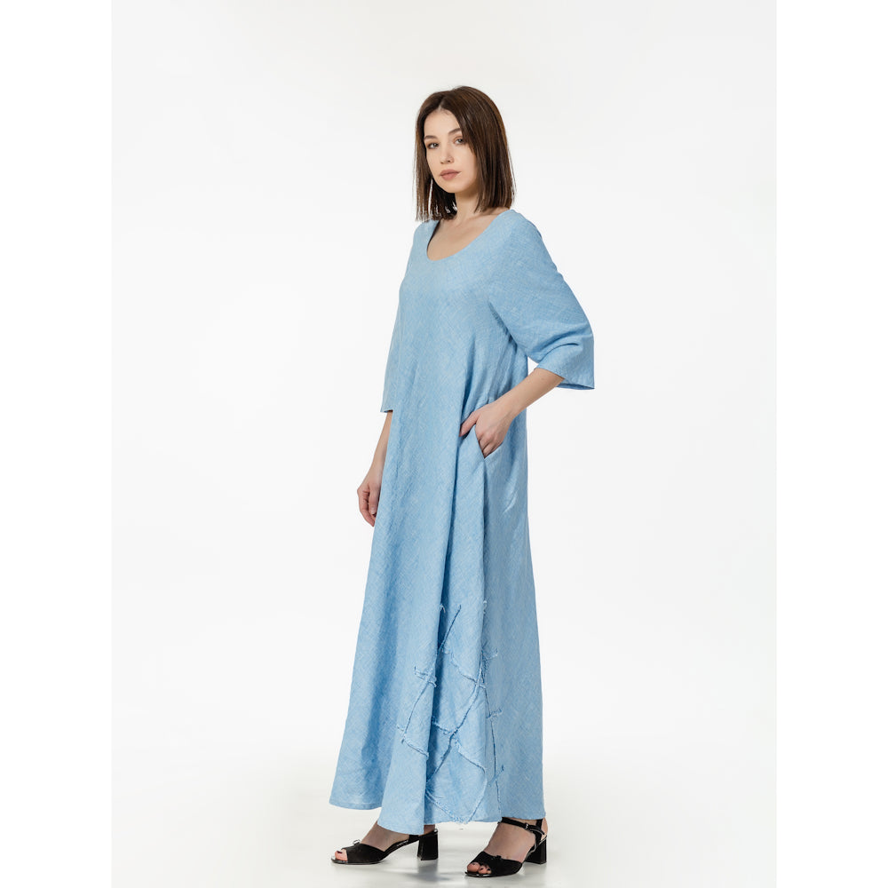Linen Dress Paola - Light Blue - Stonewashed - Luxury Medium Thick Linen