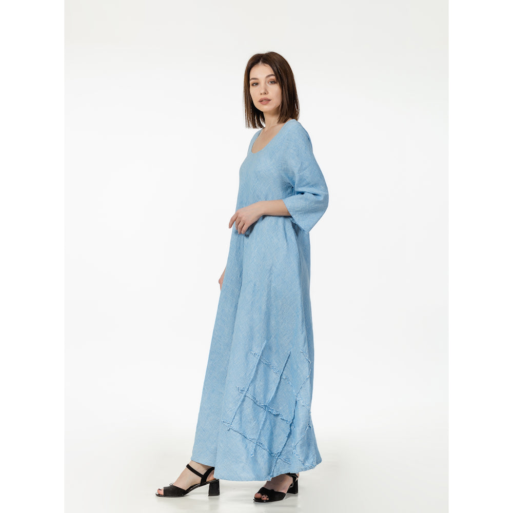Linen Dress Paola - Light Blue - Stonewashed - Luxury Medium Thick Linen