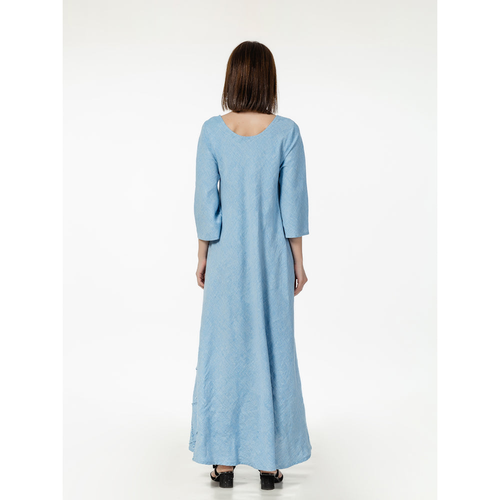 Linen Dress Paola - Light Blue - Stonewashed - Luxury Medium Thick Linen