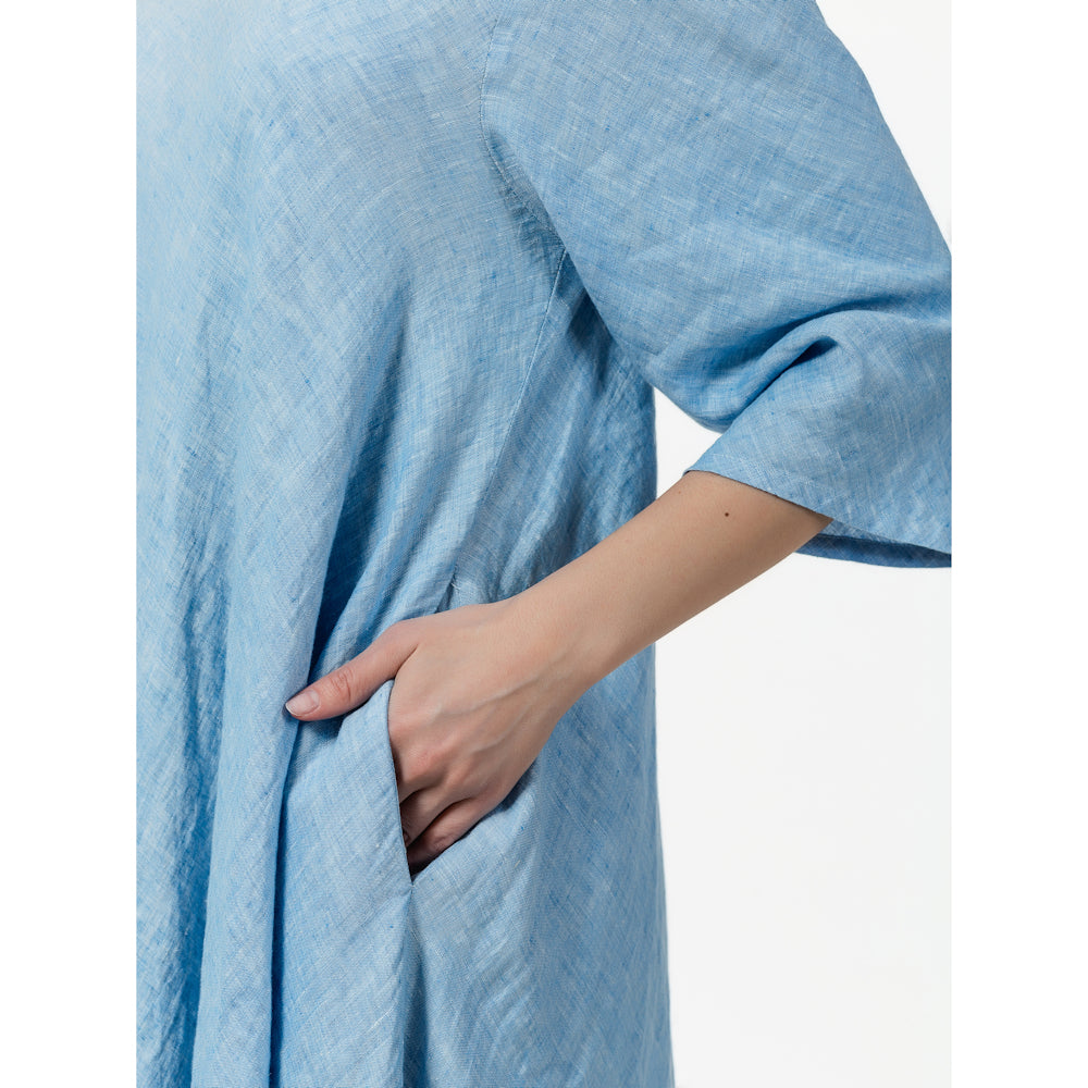 Linen Dress Paola - Light Blue - Stonewashed - Luxury Medium Thick Linen