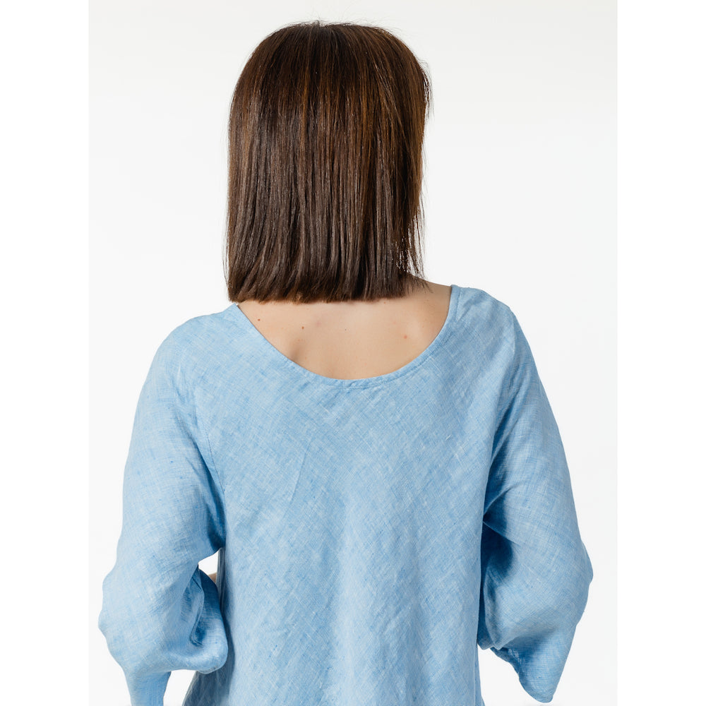 Linen Dress Paola - Light Blue - Stonewashed - Luxury Medium Thick Linen