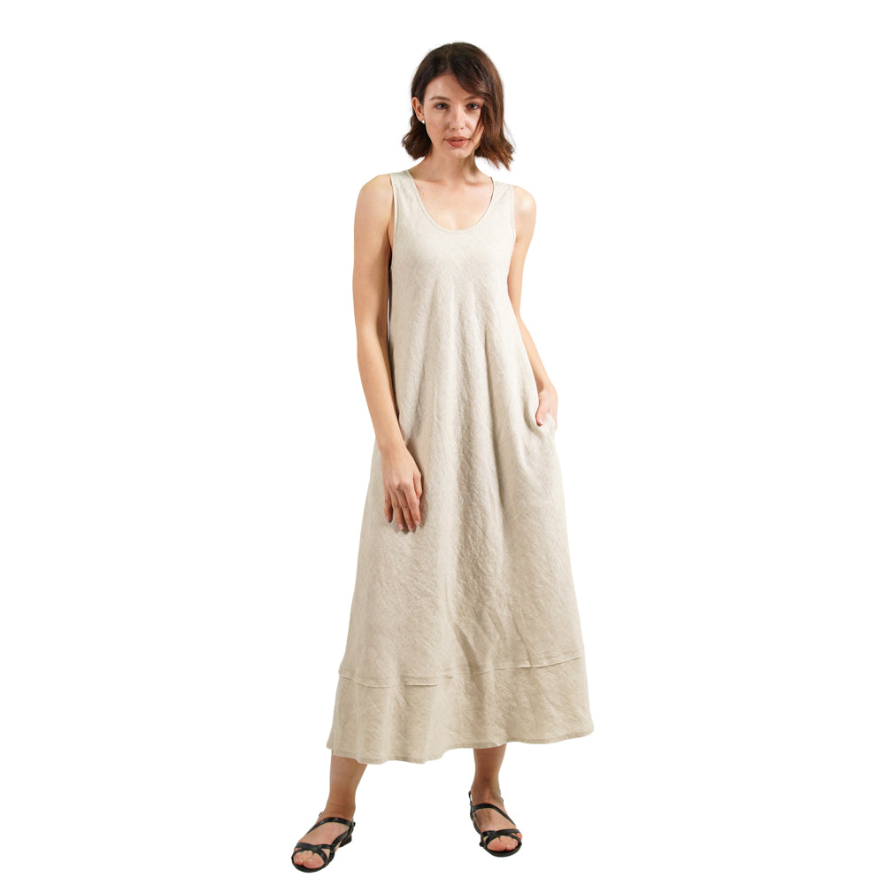 Linen Dress Silvia - Light Natural - Stonewashed - Luxury Medium Thick Linen