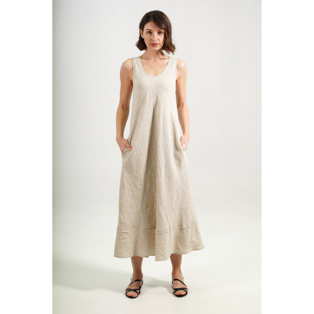 Linen Dress Silvia - Light Natural - Stonewashed - Luxury Medium Thick Linen