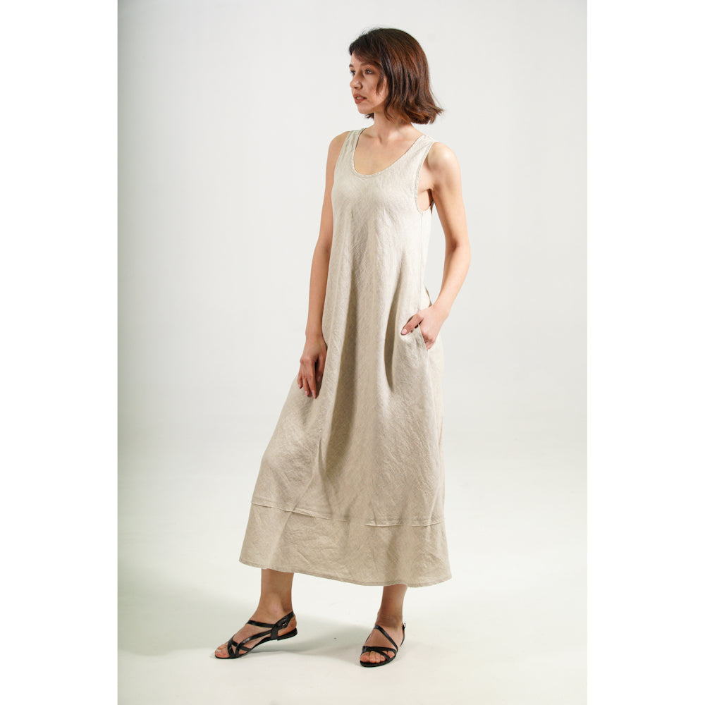 Linen Dress Silvia - Light Natural - Stonewashed - Luxury Medium Thick Linen