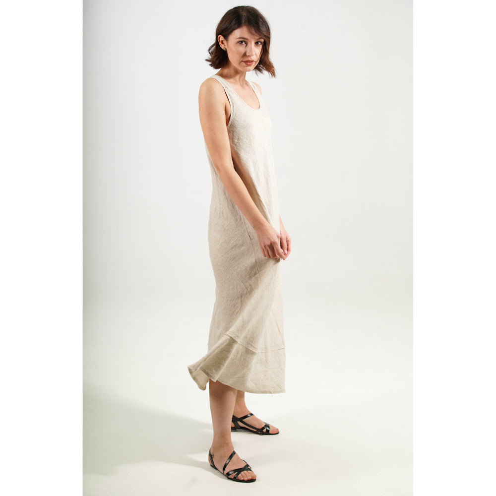 Linen Dress Silvia - Light Natural - Stonewashed - Luxury Medium Thick Linen