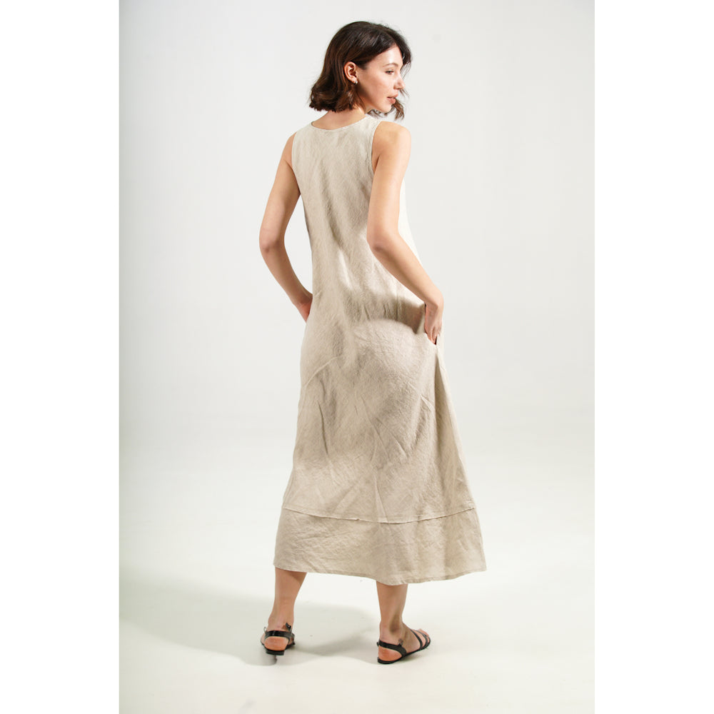 Linen Dress Silvia - Light Natural - Stonewashed - Luxury Medium Thick Linen