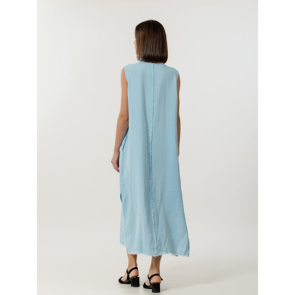 Linen Dress - Light Blue with Tucks - Stonewashed - Luxury Medium Thick Linen