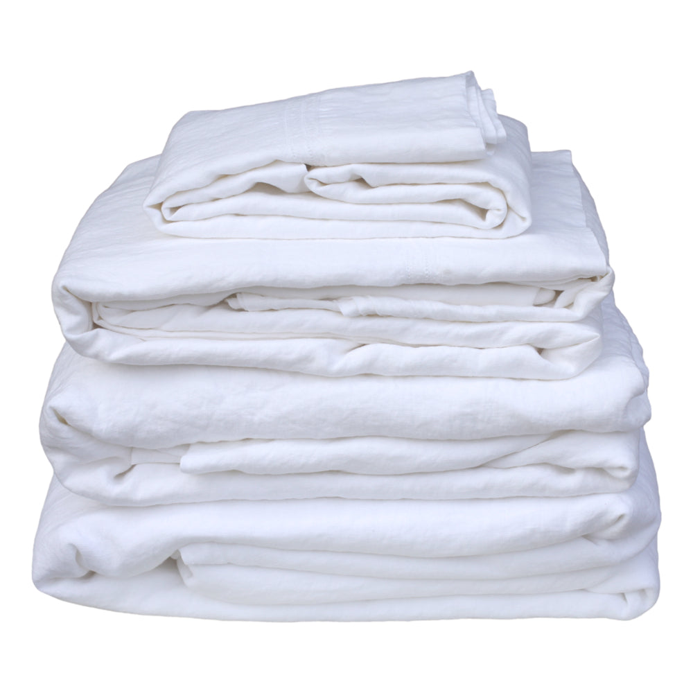 Linen Duvet Cover - King - White - Stonewashed