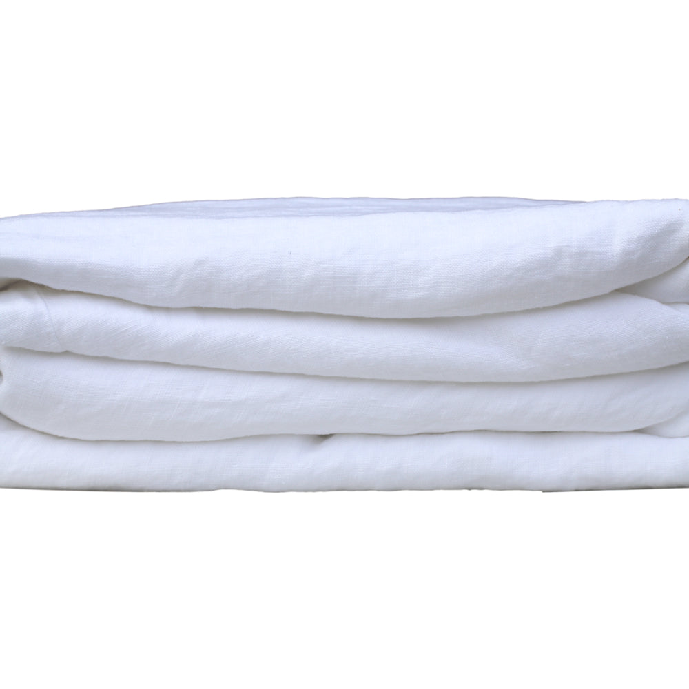 Linen Duvet Cover - King - White - Stonewashed