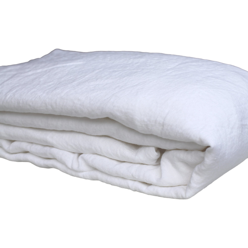 Linen Fitted Sheet - Queen - White - Stonewashed