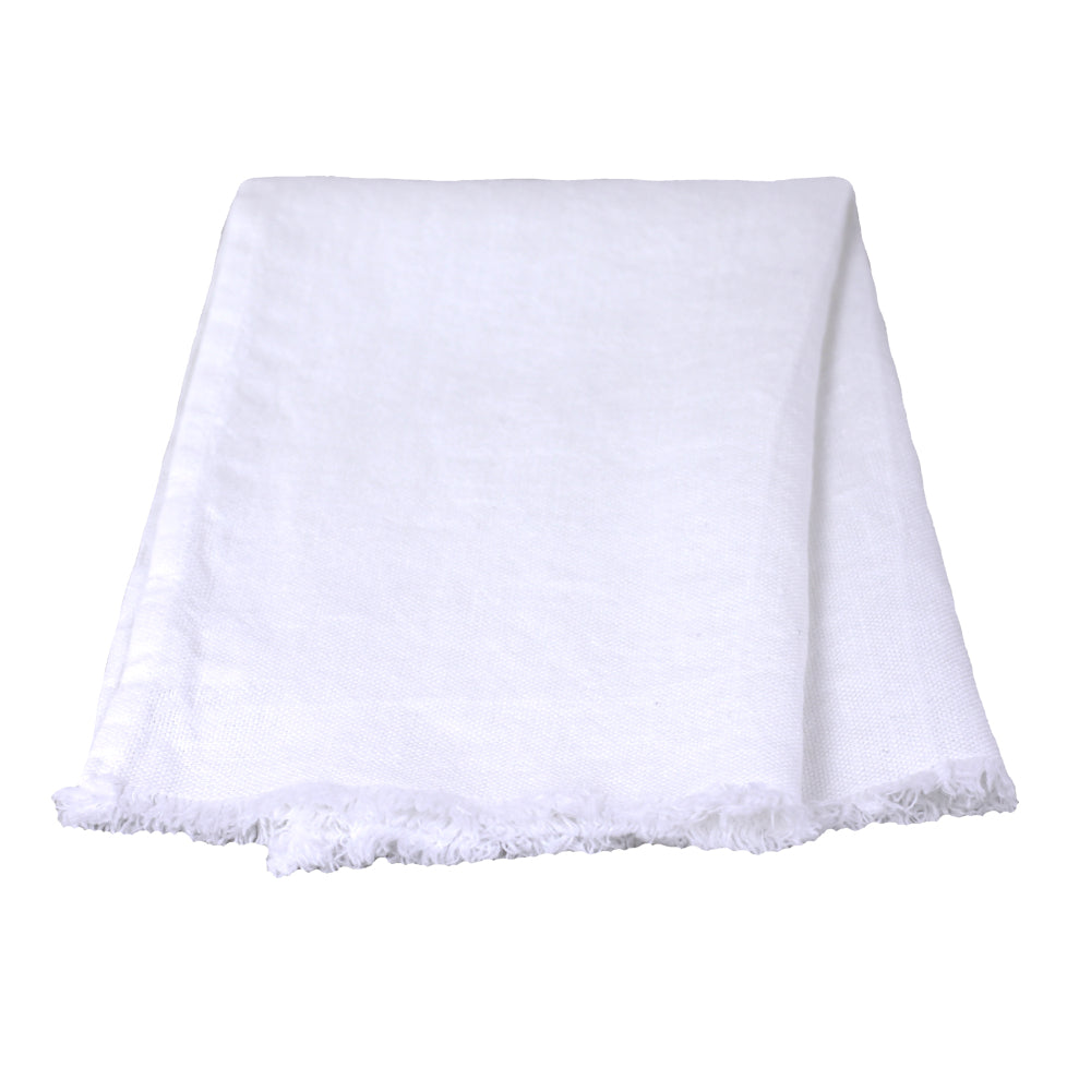 LinenCasa Linen Bath Towel - Luxury Thick Stonewashed - White with