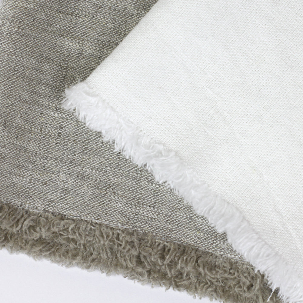 Linen Guest Towel - Stonewashed - White with Frayed Edges - Luxury Thick Linen