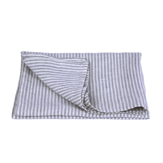 Linen Kitchen Towel - Stonewashed - Grey White Thin Stripes - Thin Linen