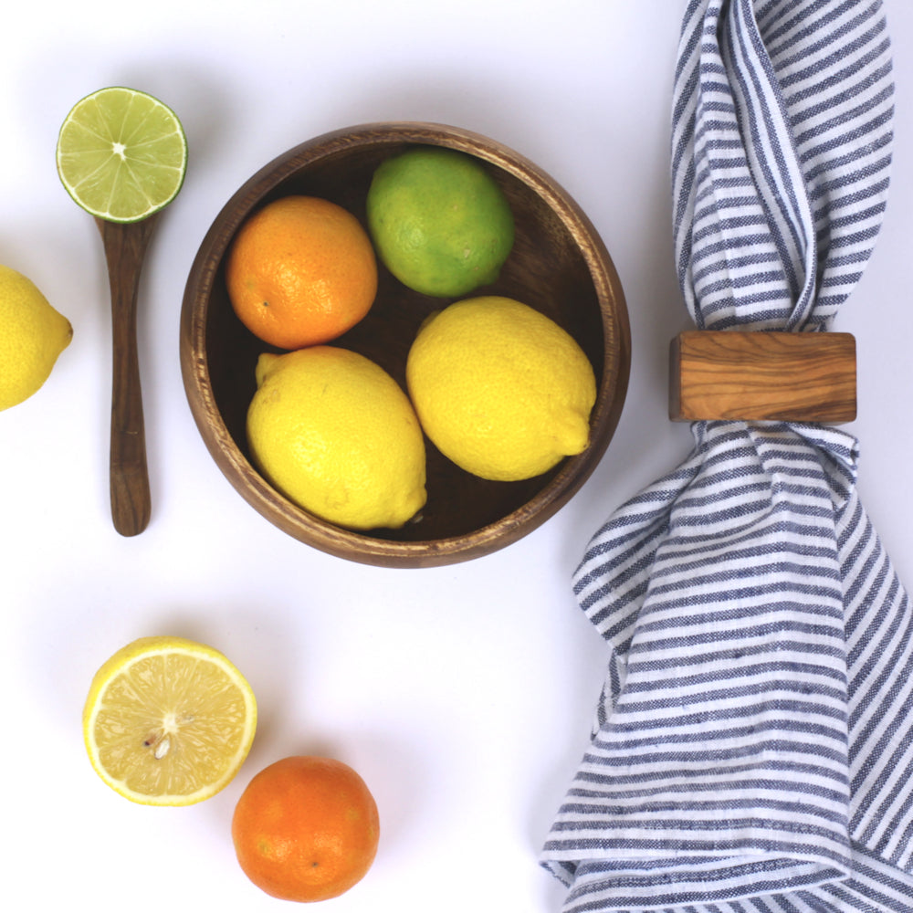 Linen Kitchen Towel - Stonewashed - Blue White Thin Stripes - Thin Linen