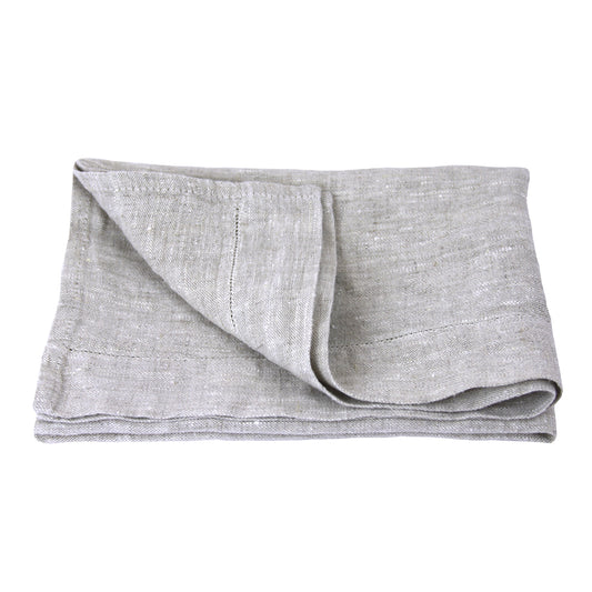 Linen Hand Towel - Stonewashed - Light Natural with Dot Hemstitch - Medium Thick Linen