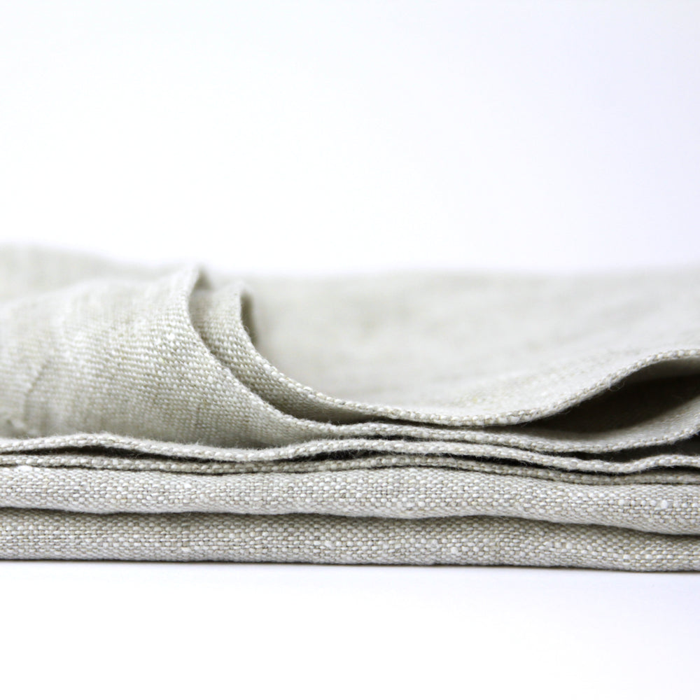 Linen Hand Towel - Stonewashed - Light Natural with Dot Hemstitch - Medium Thick Linen