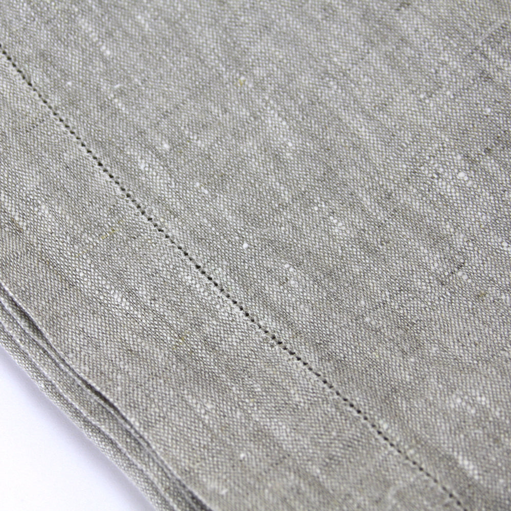 Linen Hand Towel - Stonewashed - Light Natural with Dot Hemstitch - Medium Thick Linen