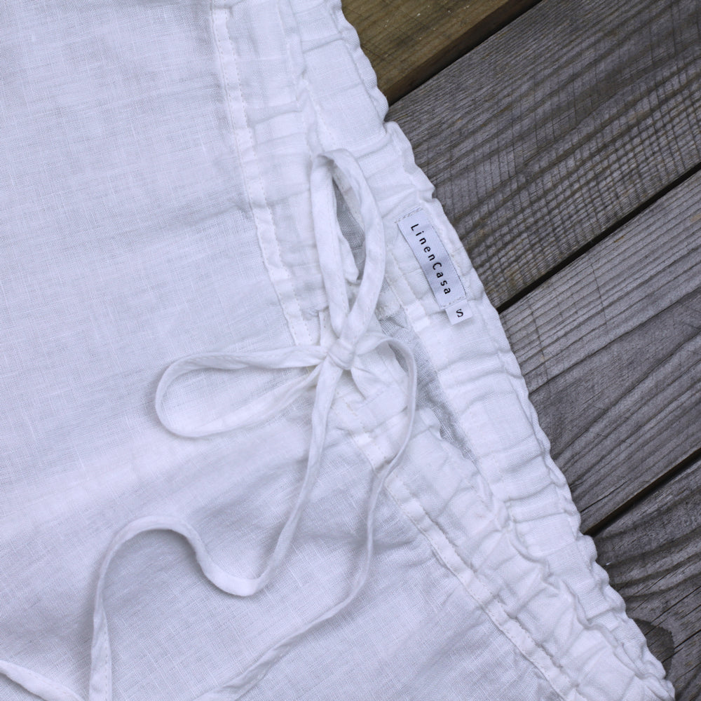 Linen Loungewear - Shirt and Pants - White - Luxury Thin Linen