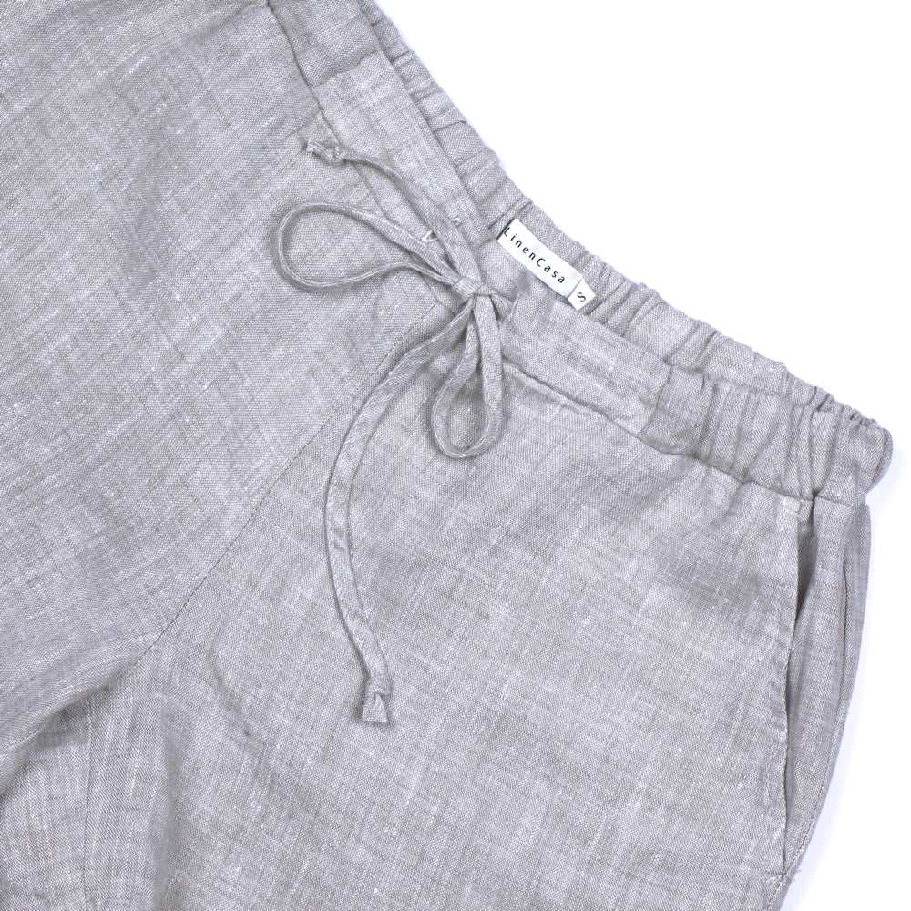 Linen Loungewear - Top and Shorts - White and Light Natural - Luxury Linen