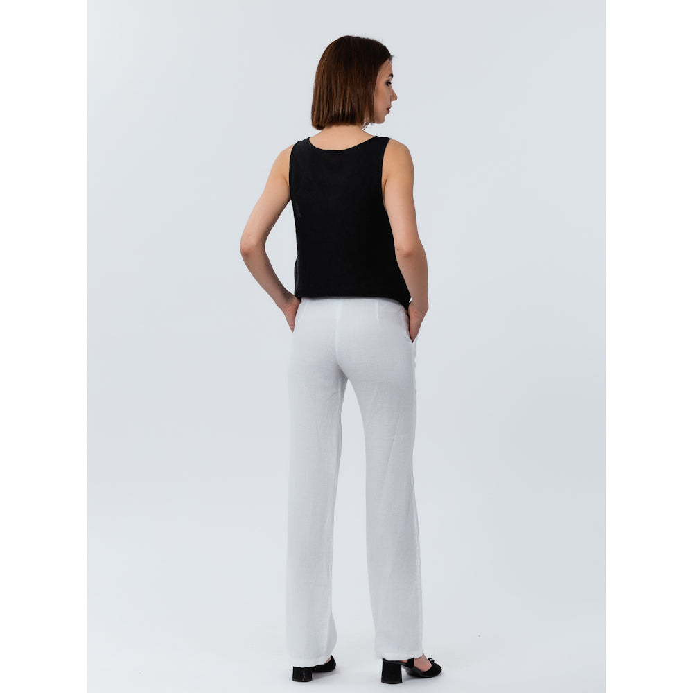 Linen Pants - White - Stonewashed - Luxury Medium Thick Linen