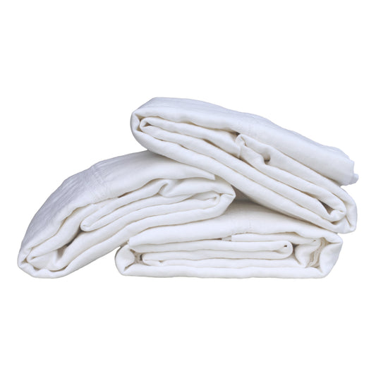Linen Pillowcases Set of 2 - Queen - White with Dot Hemstitch - Stonewashed