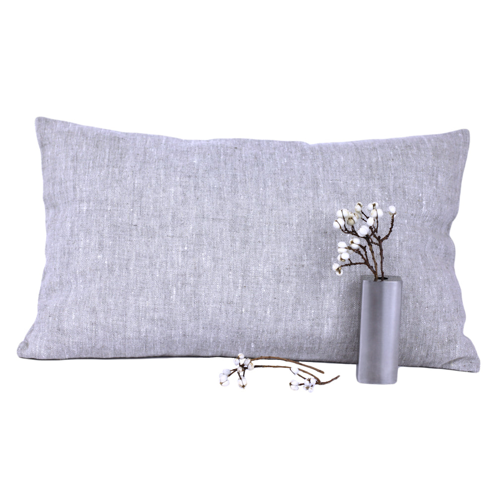 Linen Pillow Cover - Lumbar - Light Natural - 12 x 20 - Stonewashed - Luxury Thick Linen