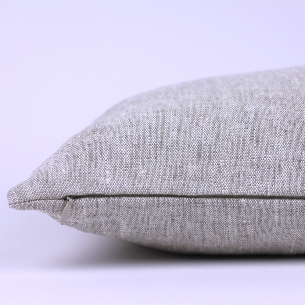 Linen Pillow Cover - Lumbar - Light Natural - 12 x 20 - Stonewashed - Luxury Thick Linen