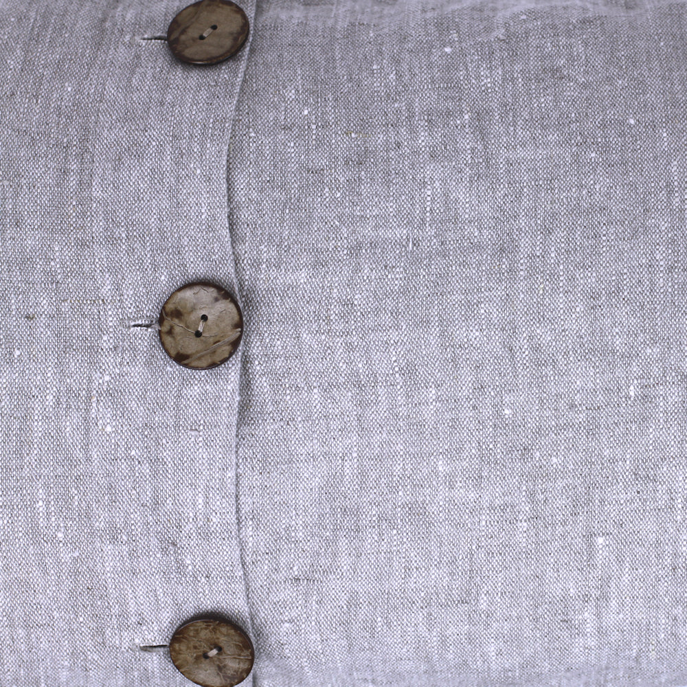 Linen Pillow Cover - Lumbar - Light Natural with Buttons - 12 x 20 - Stonewashed - Luxury Thick Linen