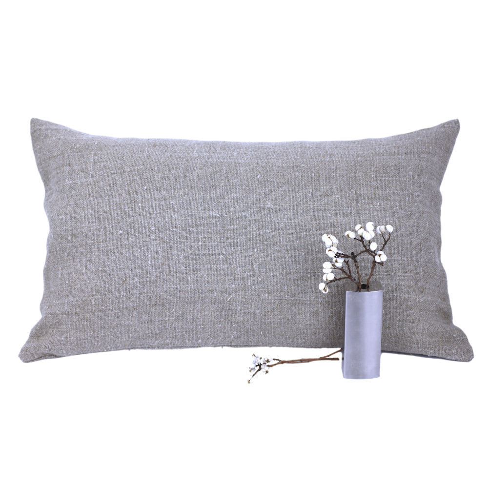 Linen Pillow Cover - Lumbar - Natural - 12 x 20 - Stonewashed - Thick Linen