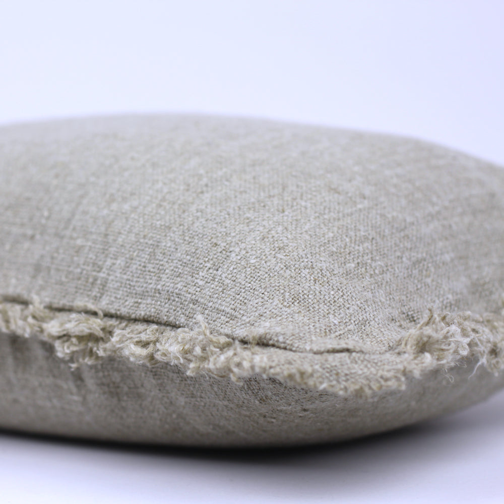 Linen Pillow Cover - Lumbar - Natural with Frayed Edges - 12 x 20 - Stonewashed - Thick Linen