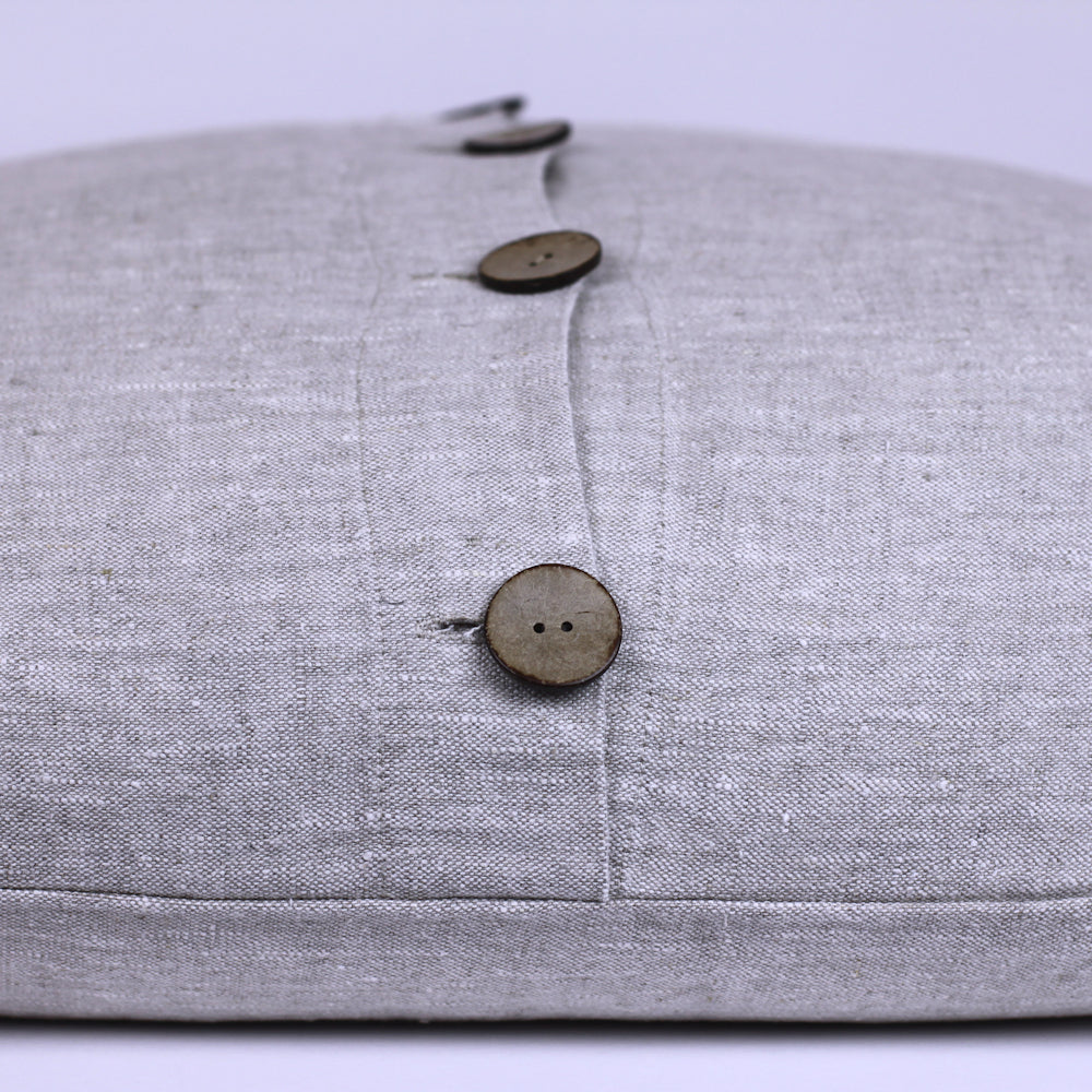 Linen Pillow Cover - Sham - Light Natural with Buttons - 24 x 24 - Stonewashed - Luxury Thick Linen
