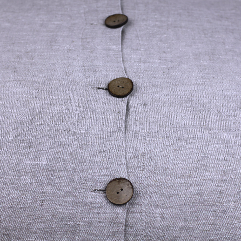Linen Pillow Cover - Sham - Light Natural with Buttons - 24 x 24 - Stonewashed - Luxury Thick Linen