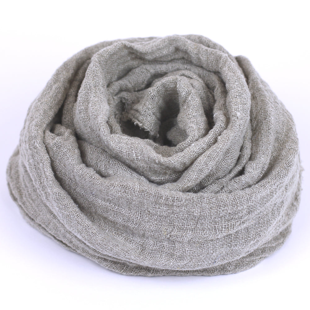 Linen Scarf - Stonewashed - Natural - Loose Open Weave - Frayed Edges - Thin Linen