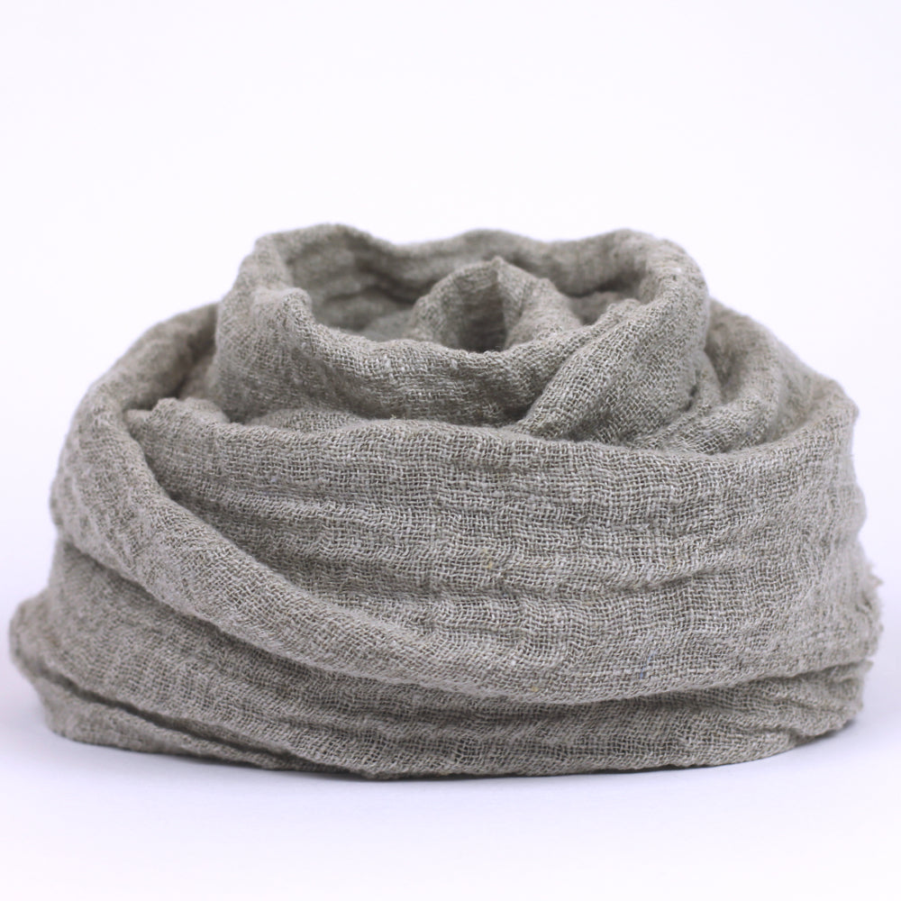 Linen Scarf - Stonewashed - Natural - Loose Open Weave - Frayed Edges - Thin Linen