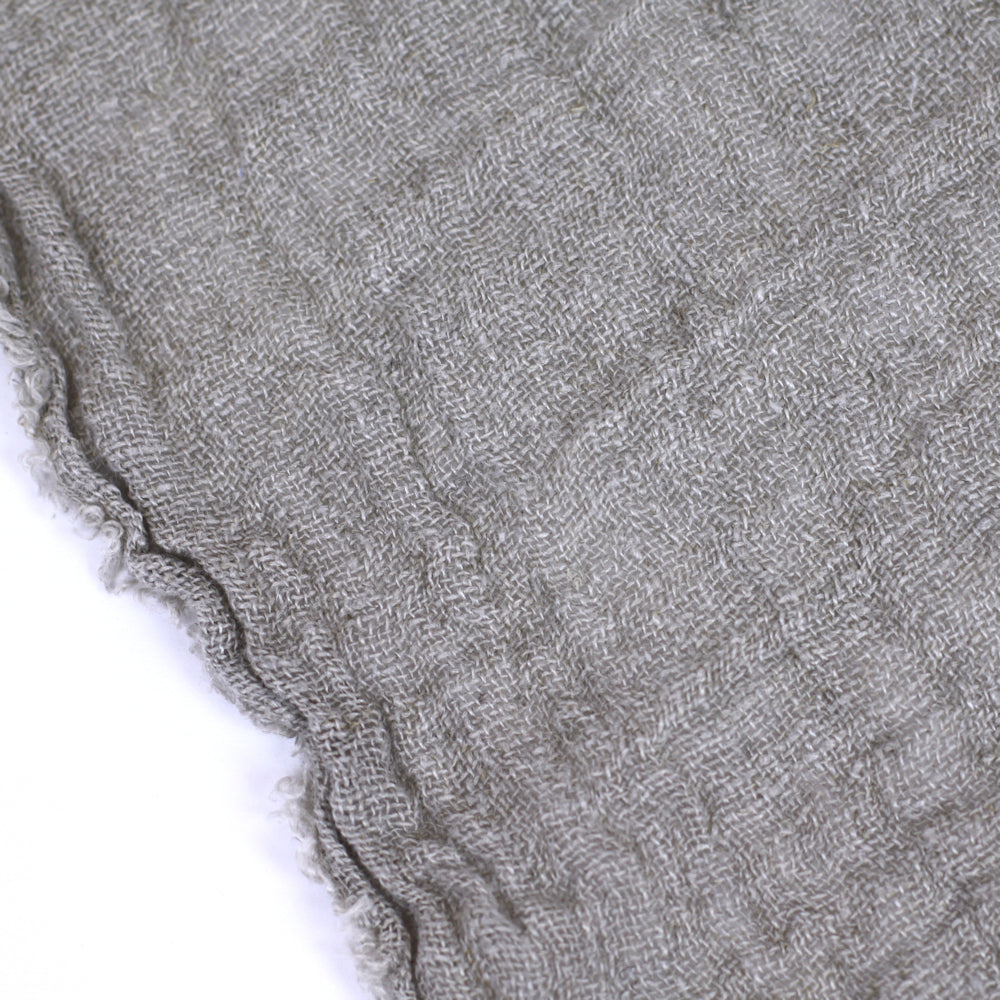 Linen Scarf - Stonewashed - Natural - Loose Open Weave - Frayed Edges - Thin Linen