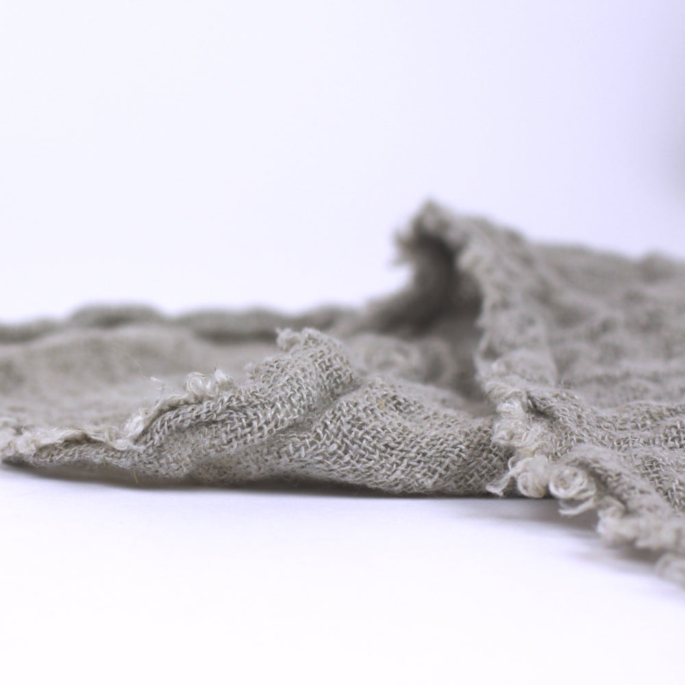 Linen Scarf - Stonewashed - Natural - Loose Open Weave - Frayed Edges - Thin Linen