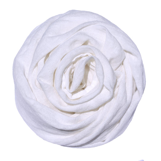 Linen Scarf - Stonewashed - White - Loose Open Weave - Frayed Edges - Medium Thick Linen