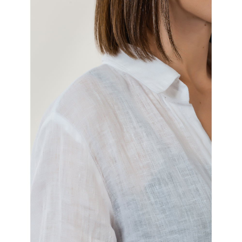 Linen Duster - White - Stonewashed - Luxury Gauze Linen