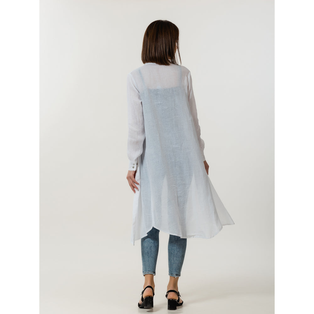 Linen Duster - White - Stonewashed - Luxury Gauze Linen
