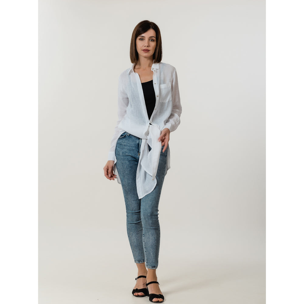 Linen Duster - White - Stonewashed - Luxury Gauze Linen