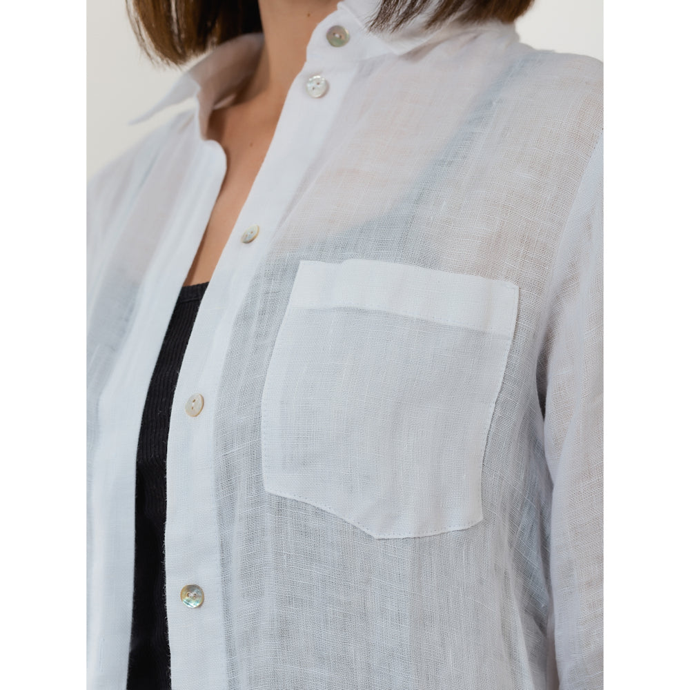 Linen Duster - White - Stonewashed - Luxury Gauze Linen