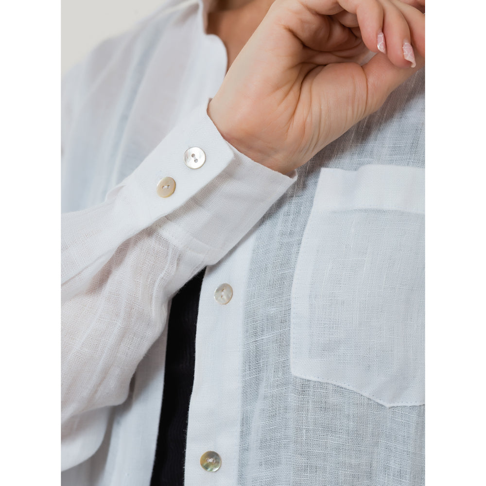 Linen Duster - White - Stonewashed - Luxury Gauze Linen