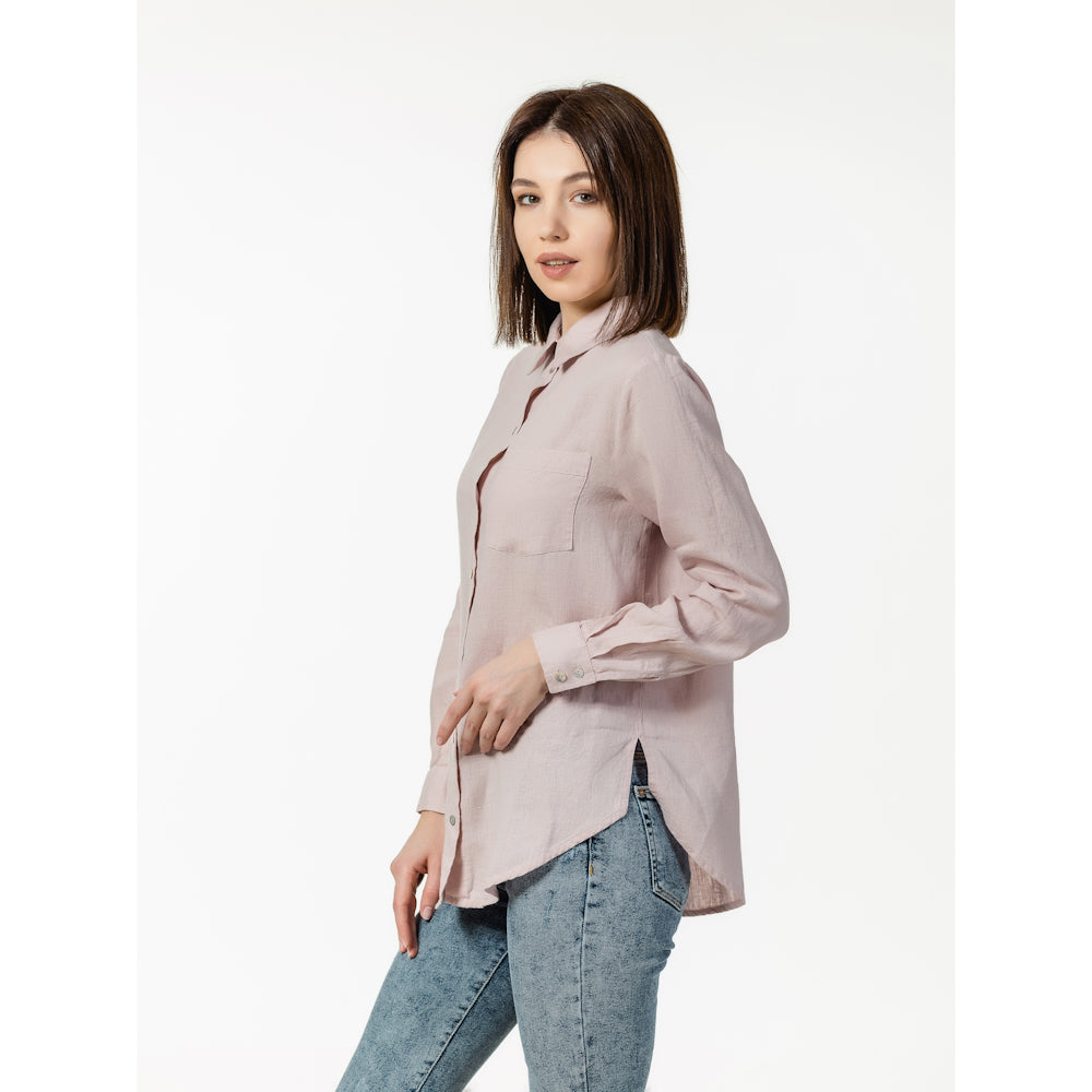 Linen Shirt - Dusty Rose - Stonewashed - Luxury Thin Linen