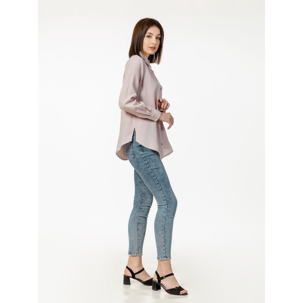 Linen Shirt - Dusty Rose - Stonewashed - Luxury Thin Linen