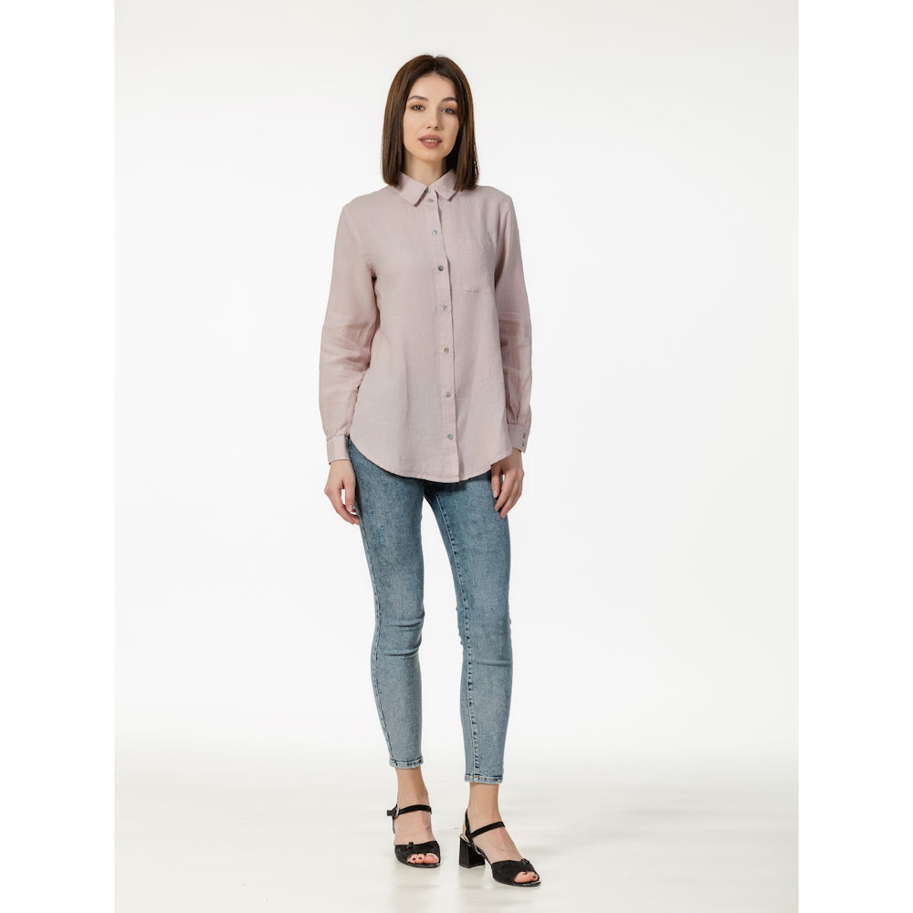 Linen Shirt - Dusty Rose - Stonewashed - Luxury Thin Linen