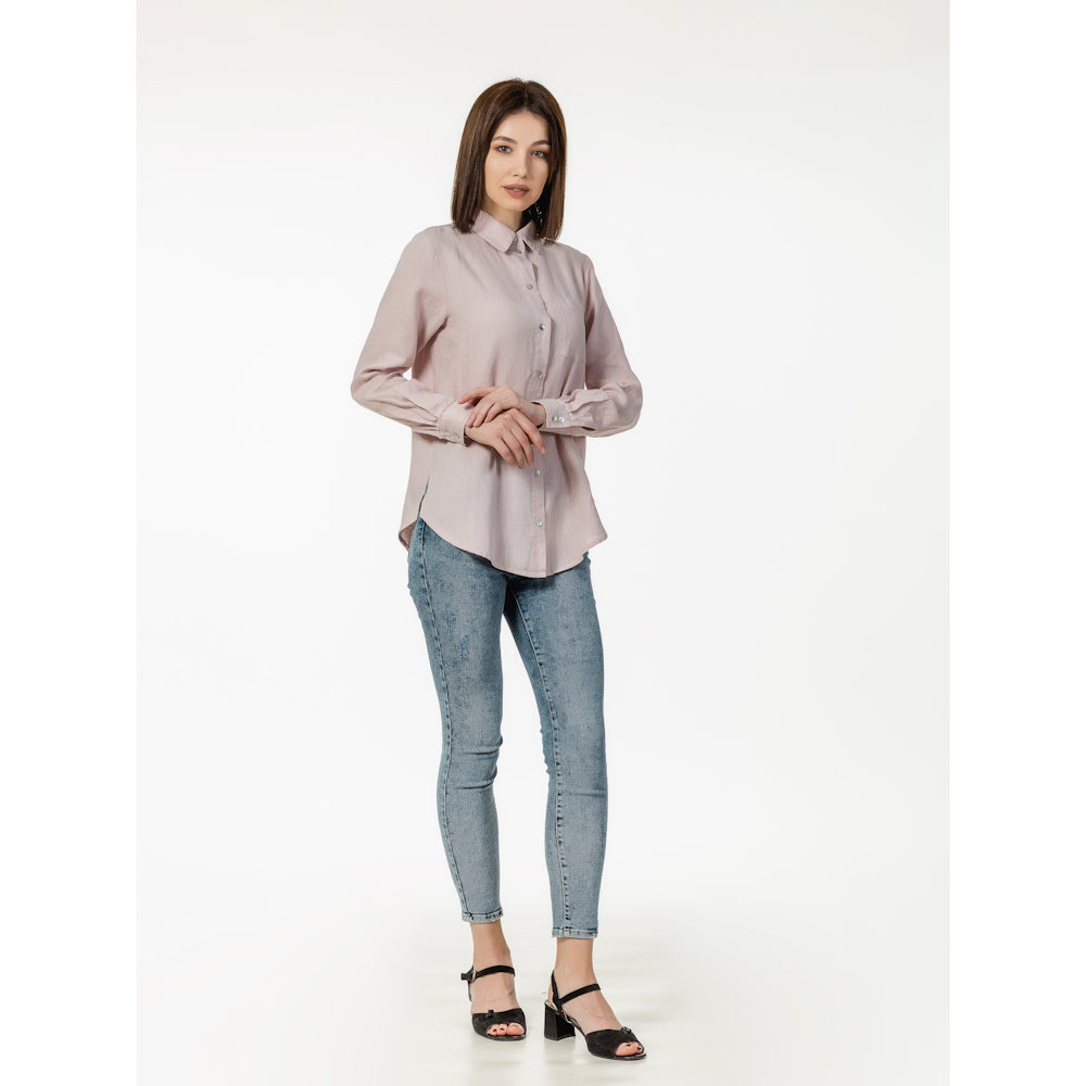 Linen Shirt - Dusty Rose - Stonewashed - Luxury Thin Linen