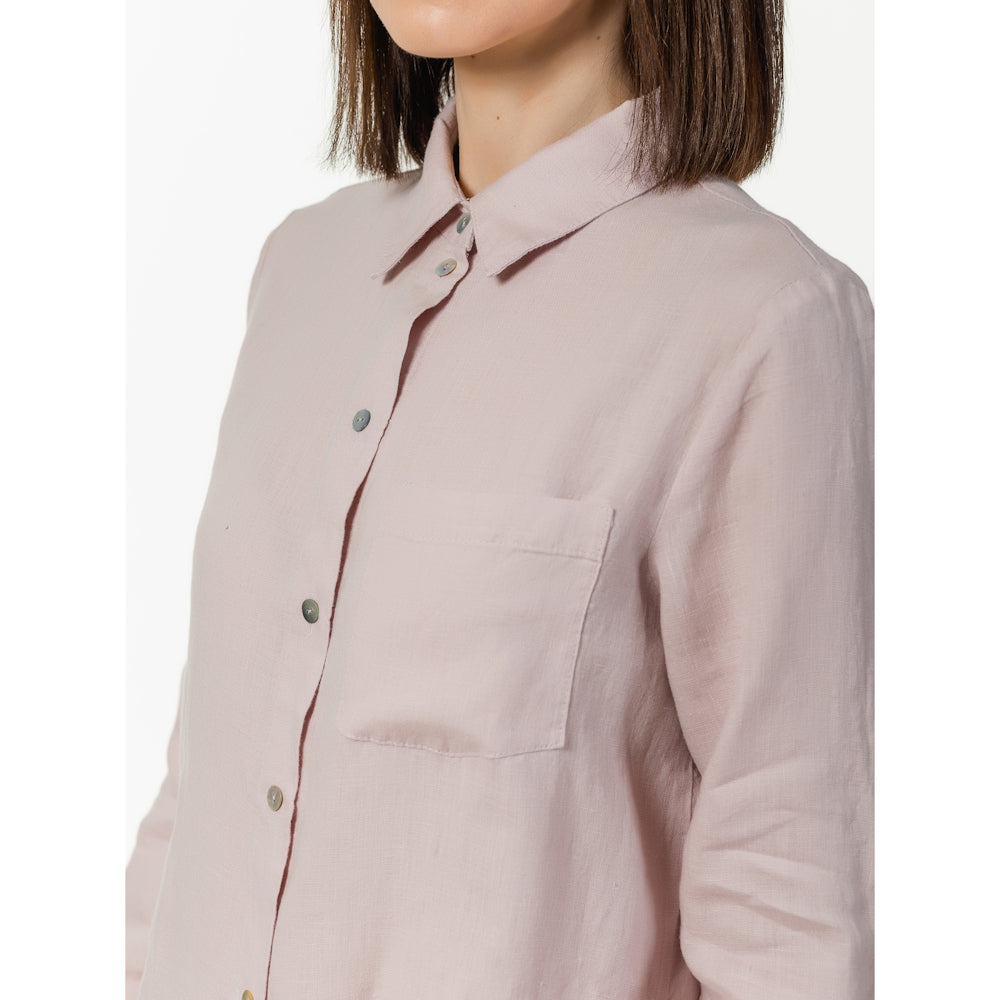 Linen Shirt - Dusty Rose - Stonewashed - Luxury Thin Linen