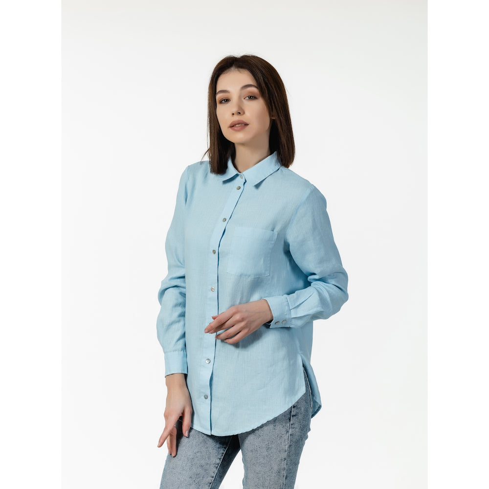 Linen Shirt - Light Blue - Stonewashed - Luxury Thin Linen