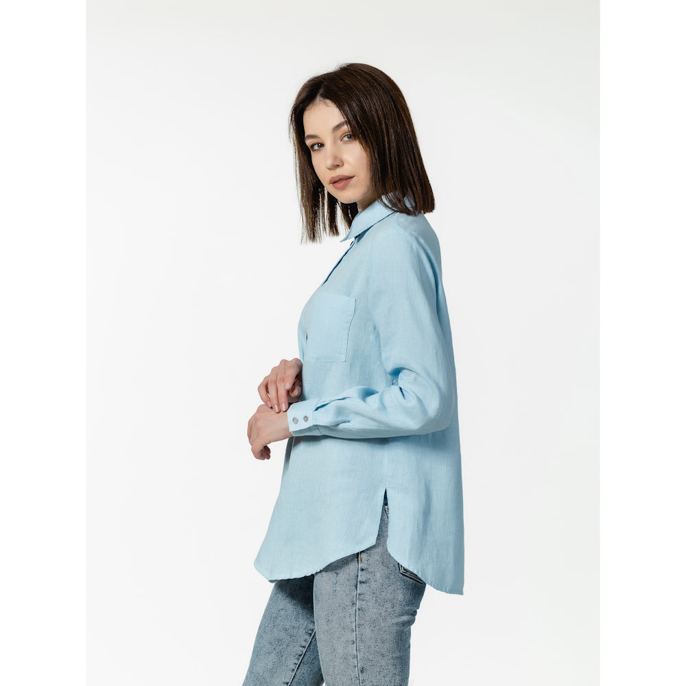 Linen Shirt - Light Blue - Stonewashed - Luxury Thin Linen
