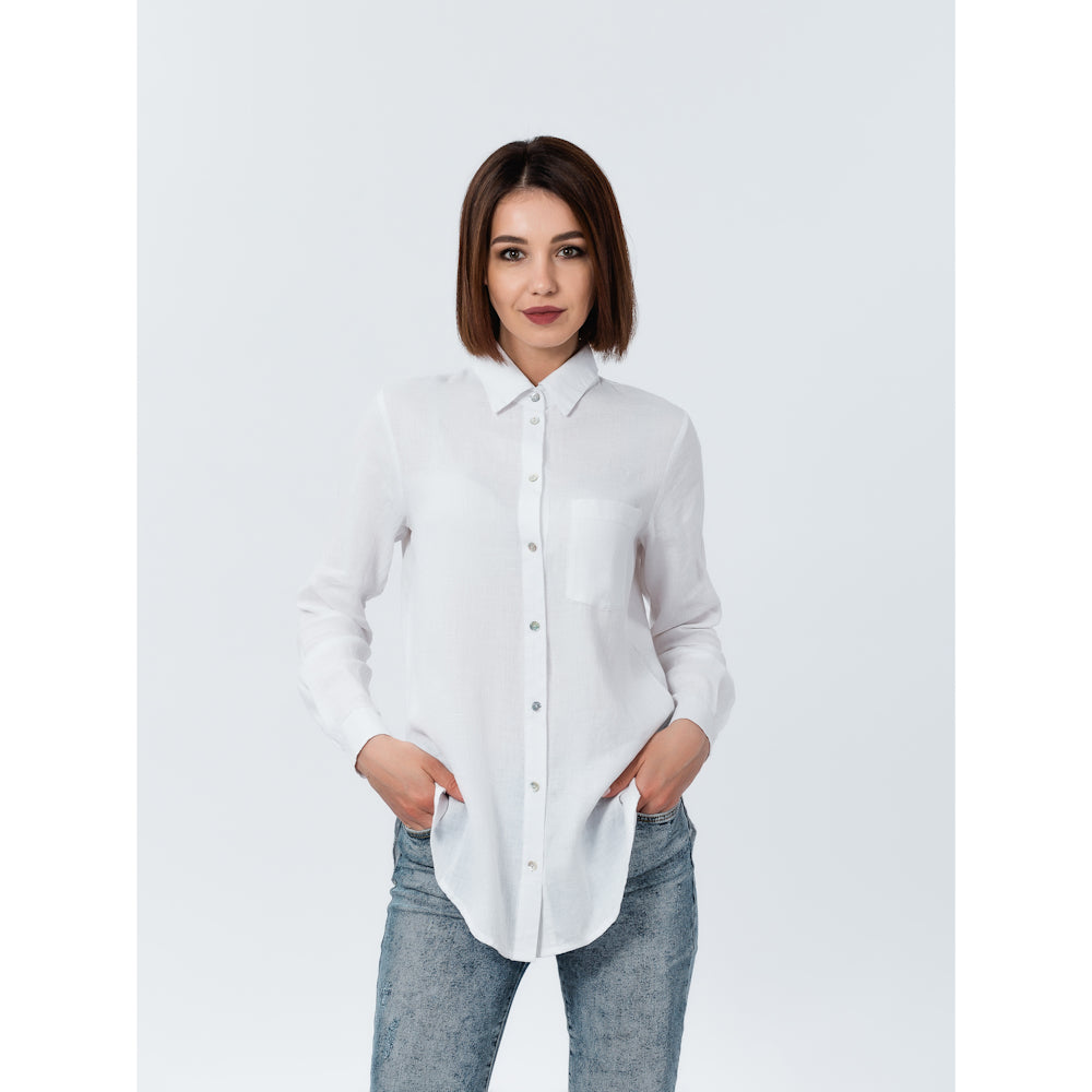 Linen Shirt - White - Stonewashed - Luxury Thin Linen